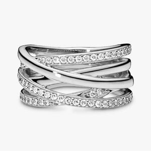 Pandora Authentic Silver Sparkling and Polished Lines Ring size 56 (7.5)